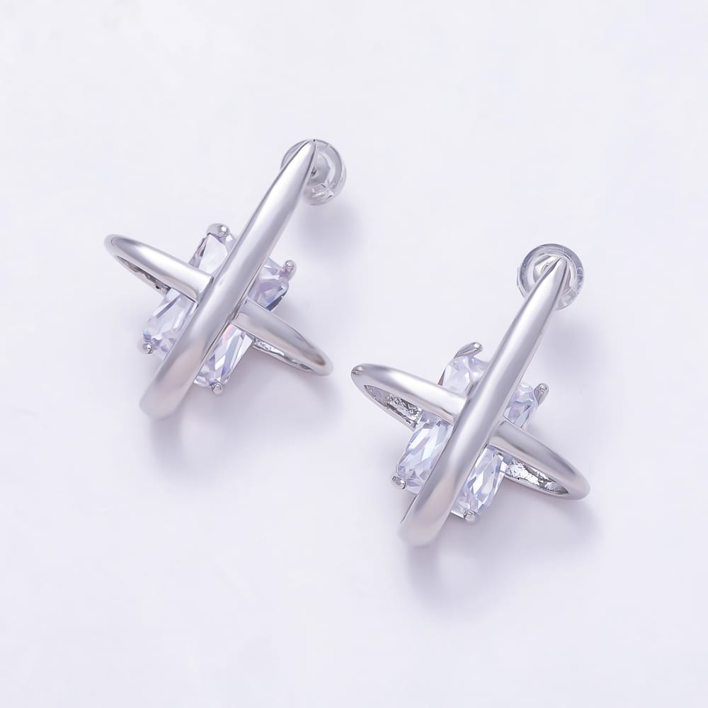 16K Gold Filled 26mm Clear Baguette CZ North Star Stud Earrings | Earrings-00918 -Earrings-00919