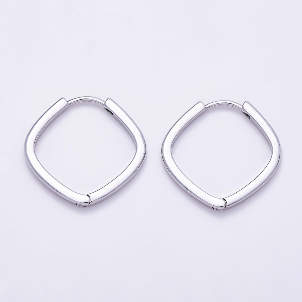 16K Gold Filled 25mm Plain Cushion Square Huggie Hoop Earrings | Earrings-00957 - Earrings-00958