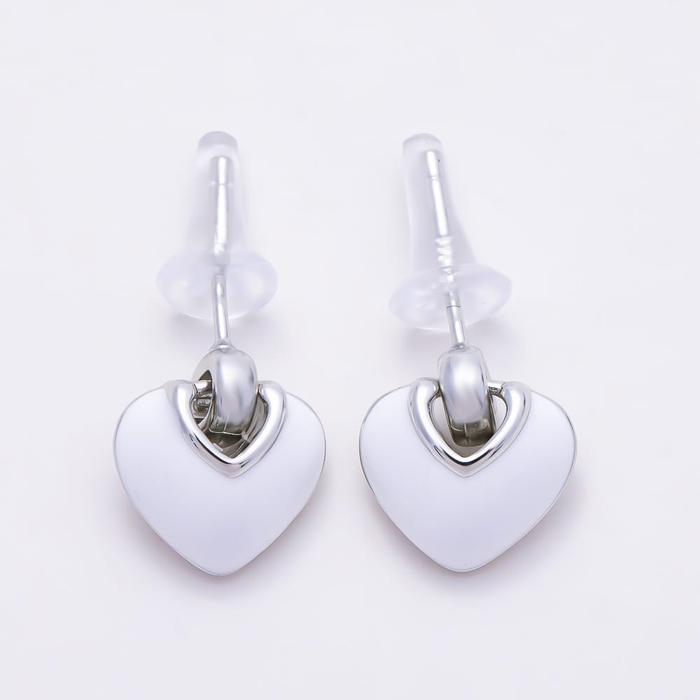 16K Gold Filled 16mm Colorful Pastel Enamel Puffed Heart Drop Stud Earrings | Earrings-00991 - Earrings-00998