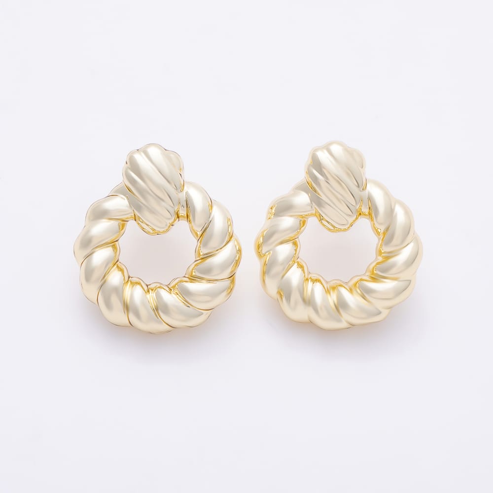 14K Gold Filled 27mm Minimalist Croissant Door Knocker Drop Stud Earrings | Earrings-01135