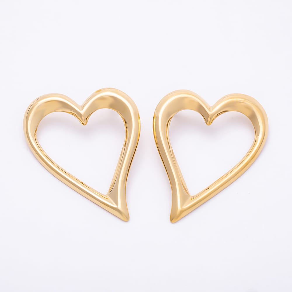 Stainless Steel PVD 60mm Minimalist Large Open Heart Stud Earrings | Earrings-01163
