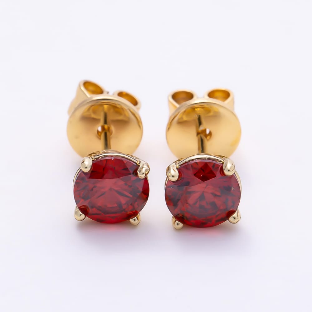 14K Gold Filled 6mm Red, Black, Purple CZ Round 4-Prong Solitaire Stud Earrings | Earrings-01185 ~ Earrings-01192