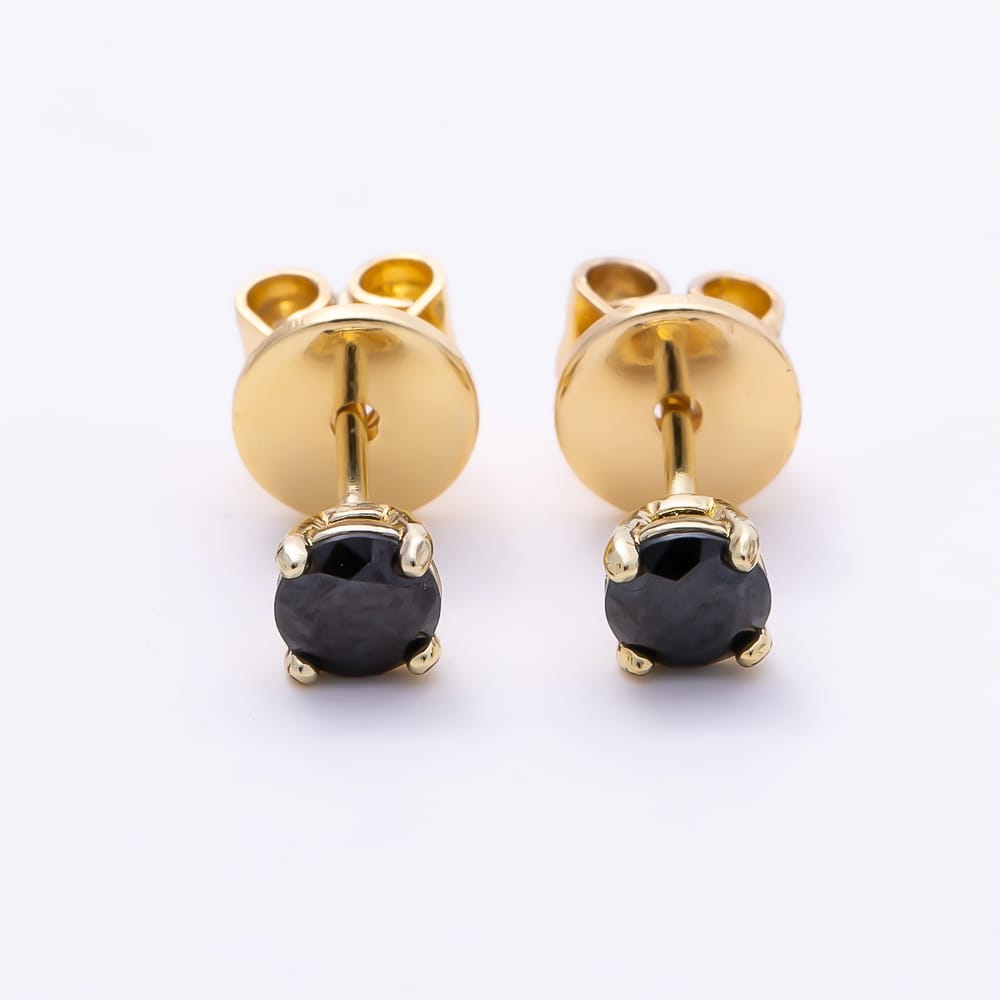 14K Gold Filled 5mm Red, Black CZ Round 4-Prong Solitaire Mini Stud Earrings | Earrings-01186 Earrings-01189