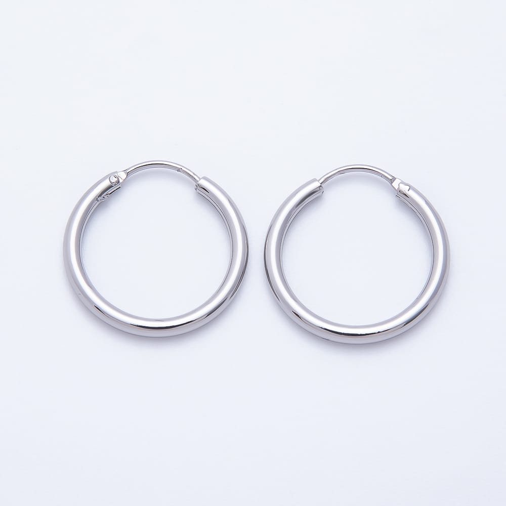 16K Gold Filled 20mm Minimalist Sleeper Hoop Earrings in Gold & Silver | Earrings-01245 Earrings-01246