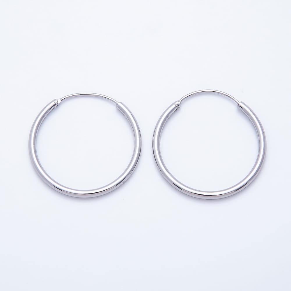 16K Gold Filled 30mm Minimalist Endless Sleeper Hoop Earrings in Gold & Silver | Earrings-01247 Earrings-01248