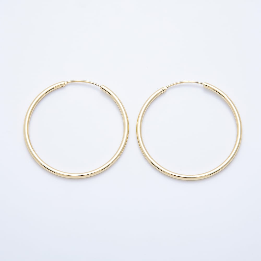 16K Gold Filled 40mm Minimalist Sleeper Hoop Earrings in Gold & Silver | Earrings-01249