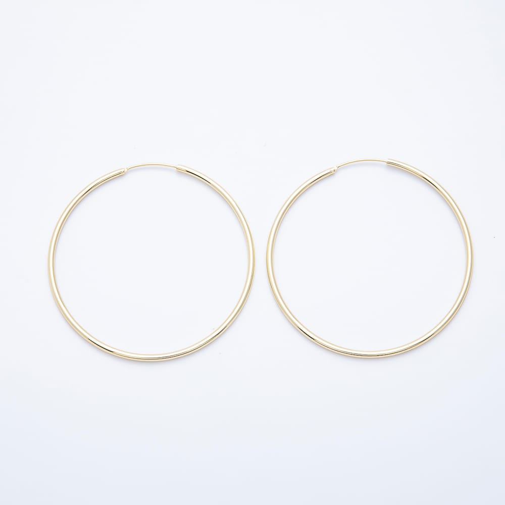 16K Gold Filled 60mm Minimalist Classic Sleeper Earring Large Circle Hoop in Gold & Silver | Earrings-01251 Earrings-01252