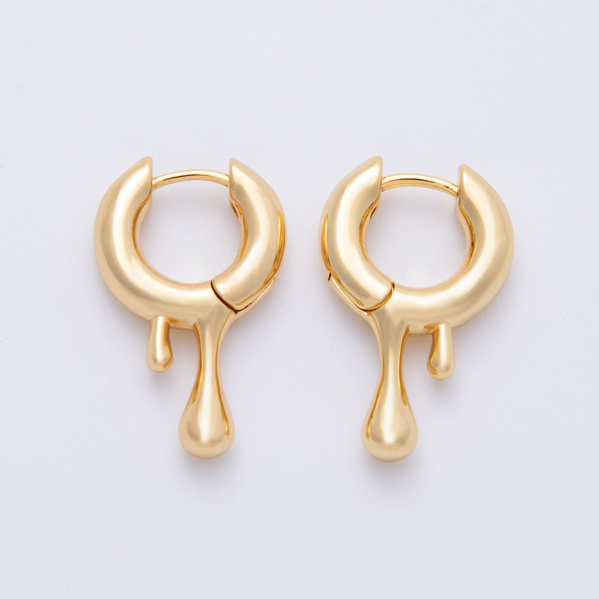 14K Gold Filled 25mm Simple Drip Metal Hoop Earrings | Earr-020022