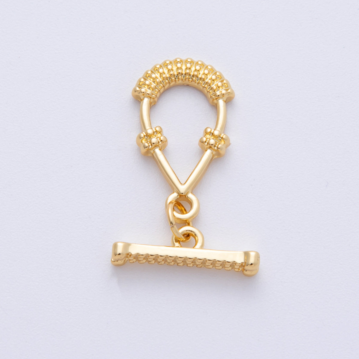 16K Gold Filled 20mm Textured Teardrop OT Toggle Clasp Finding | Findings-00027