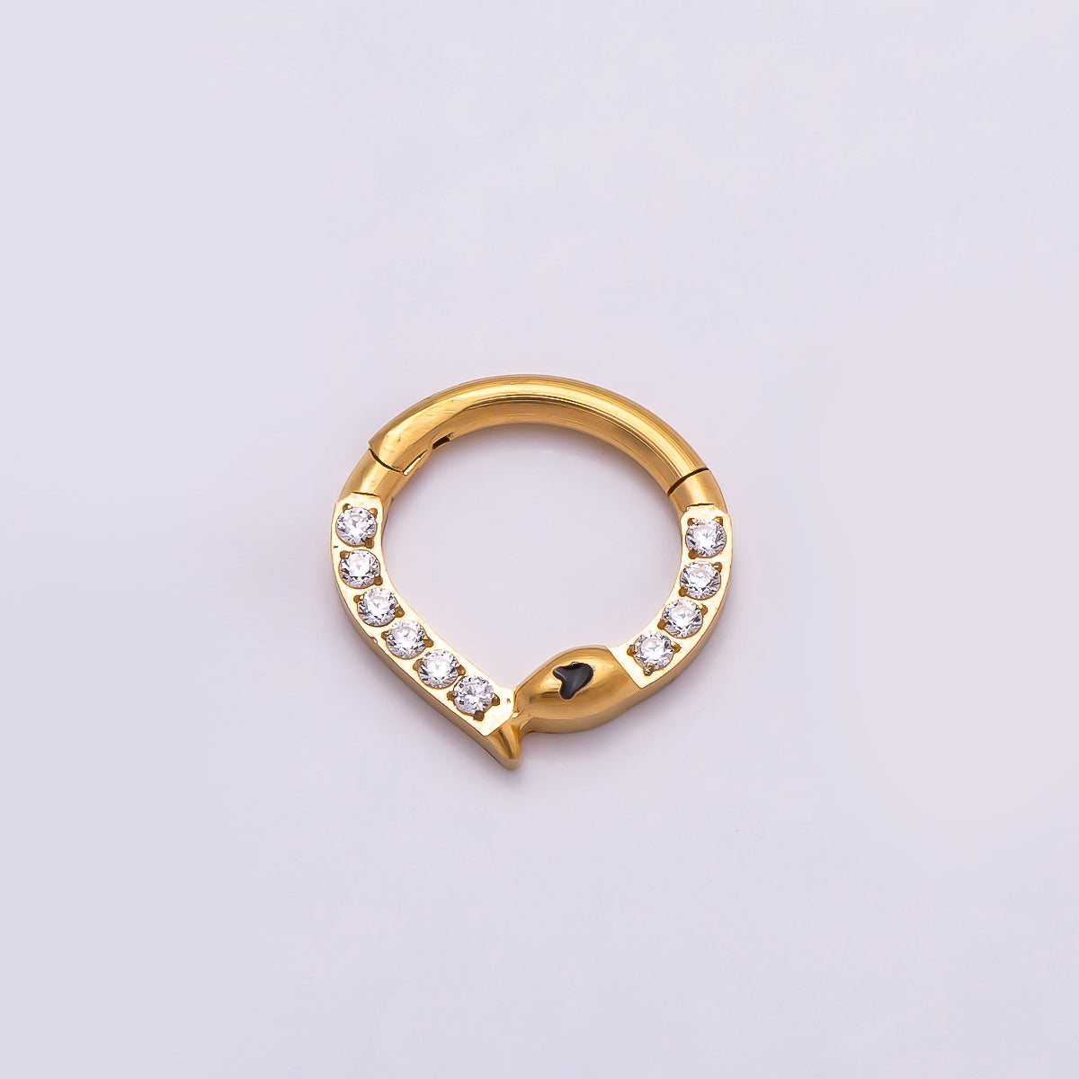 Stainless Steel 10mm Micro Paved CZ Snake Pull Gate Round Finding in Gold & Silver | Findings-00190 Findings-00191