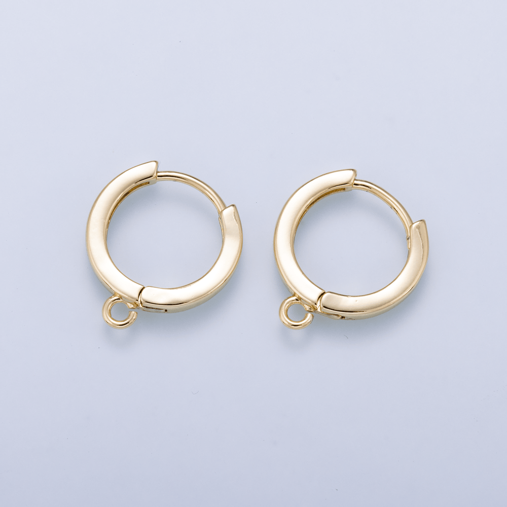 16K Gold Filled 14mm Minimalist Loop Drop Huggie Earring Findings | Findings-00197
