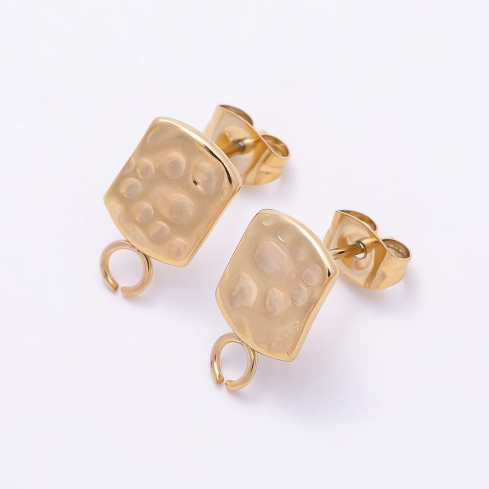 Stainless Steel 14mm Geometric Dotted Oblong Open Loop Drop Stud Earring Findings | Findings-00198