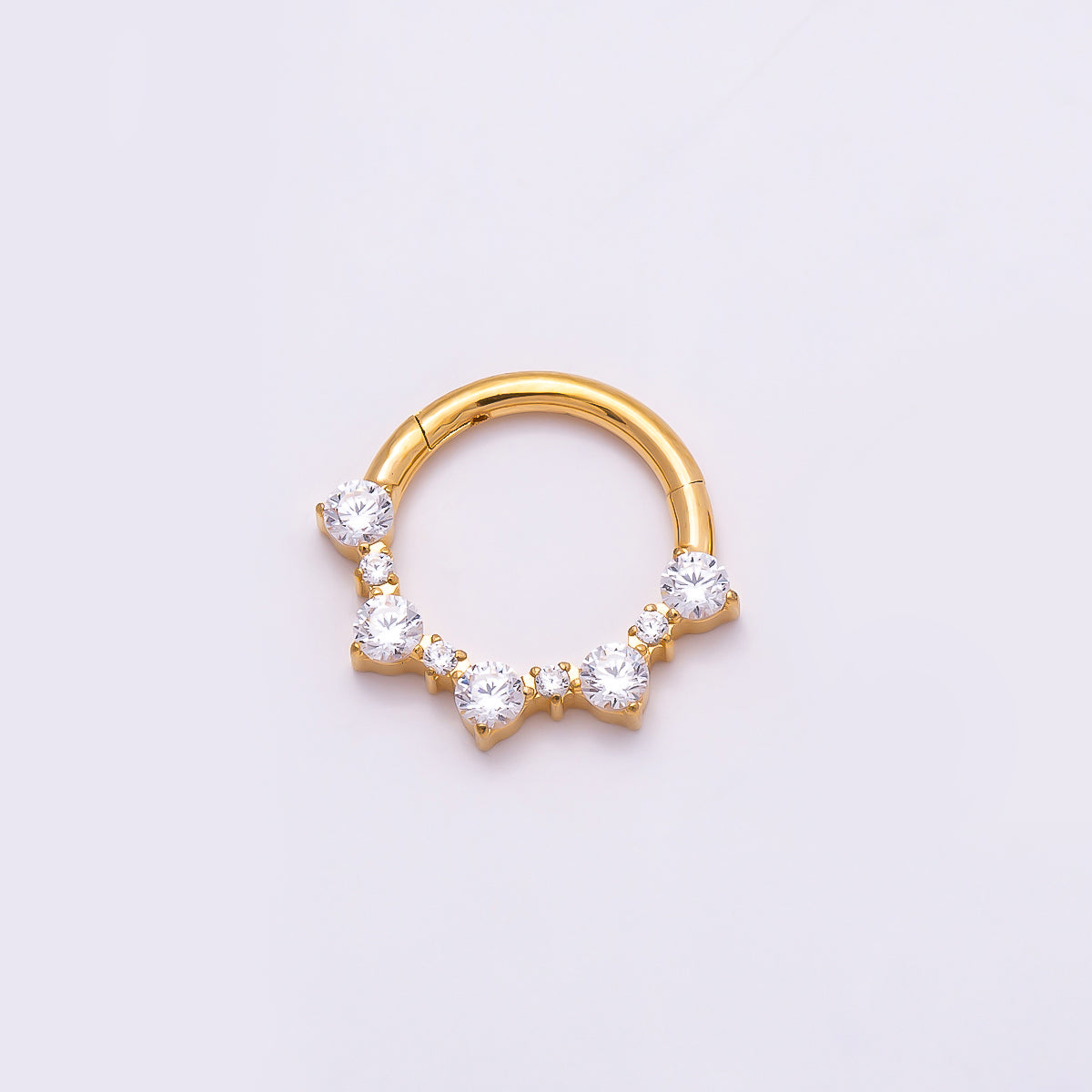 Stainless Steel 12mm Clear CZ Cluster Pull Gate Round Finding | Findings-00200