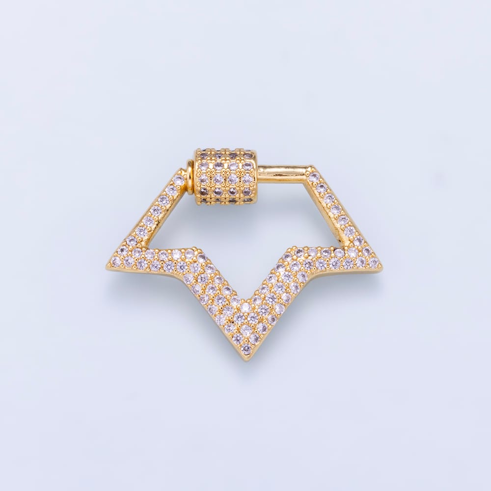 16K Gold Filled 28.5mm Micro Paved CZ Star Carabiner Closure Findings | Findings-00200