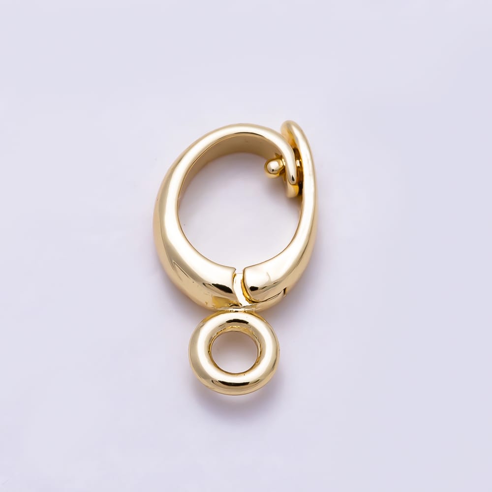 16K Gold Filled 13mm Minimalist Oval Loop Drop Snap Clasps Closure Enhancer Findings | Findings-00201