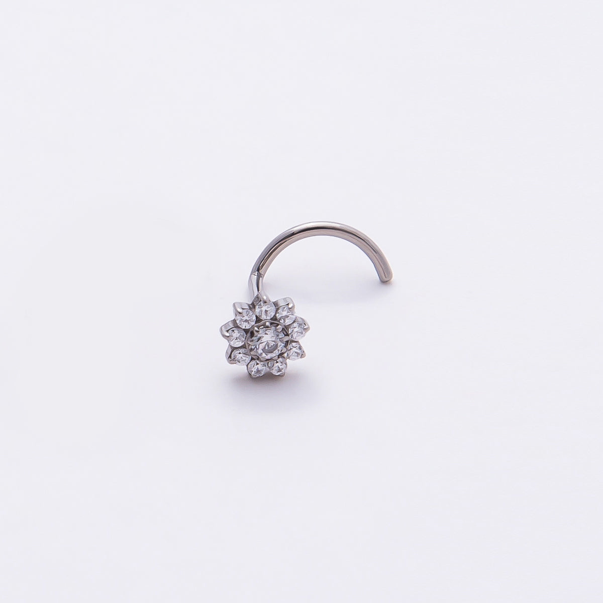Stainless Steel 5mm Clear CZ Flower Cartilage Nose Single Piercing Stud | Findings-00201