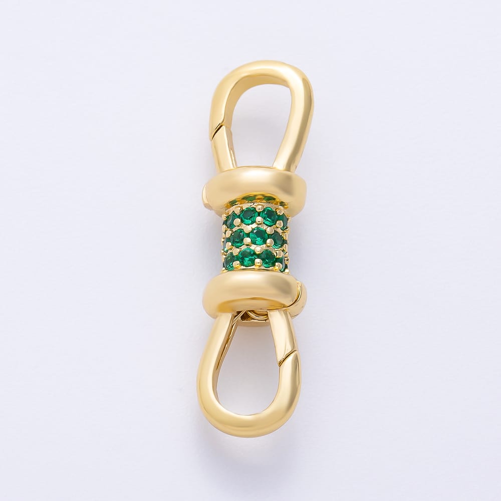 16K Gold Filled 30mm Micro Paved CZ Double Push Gate Clasps Closure Enhancer Findings in Gold & Silver | Findings-00204 ~ Findings-00209