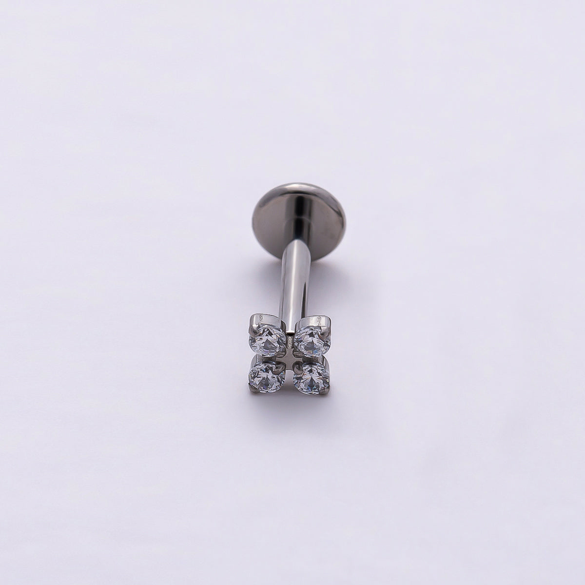Stainless Steel 3mm Clear CZ Flower Single Cartilage Piercing Flat Back Stud | Findings-00204