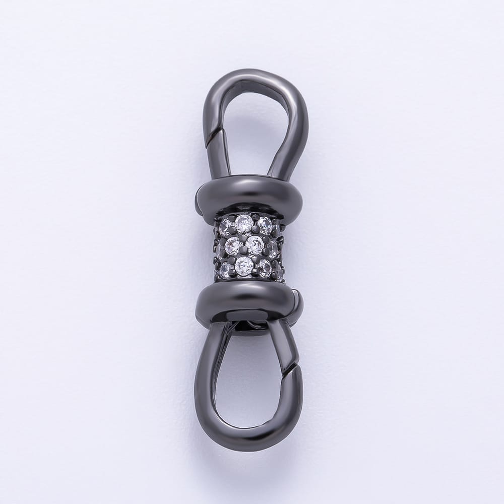 16K Gold Filled 30mm Micro Paved CZ Double Push Gate Clasps Closure Enhancer Findings in Gold & Silver | Findings-00204 ~ Findings-00209
