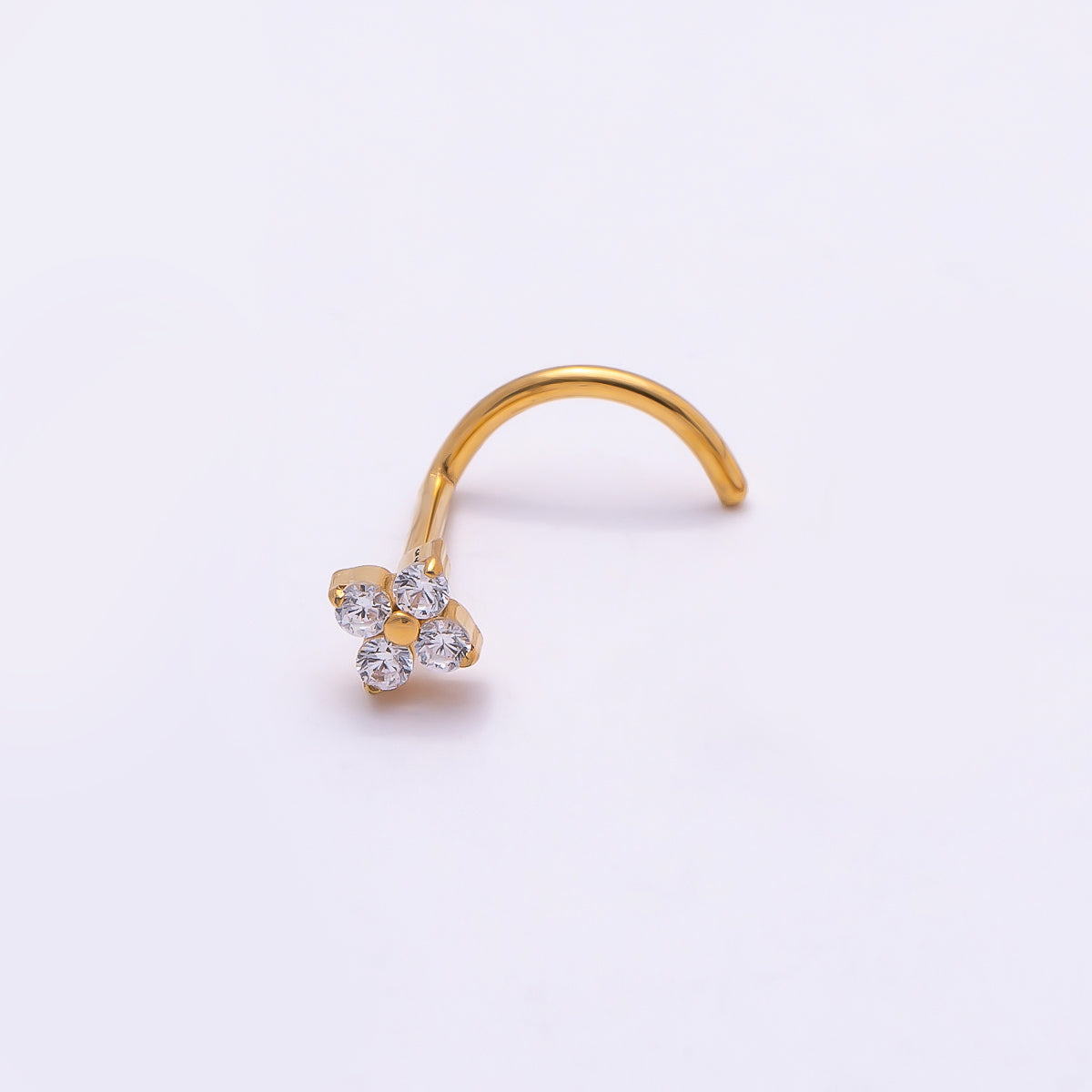 Stainless Steel 3mm Clear CZ Cartilage Nose Single Piercing Stud in Gold & Silver | Findings-00218 Findings-00219