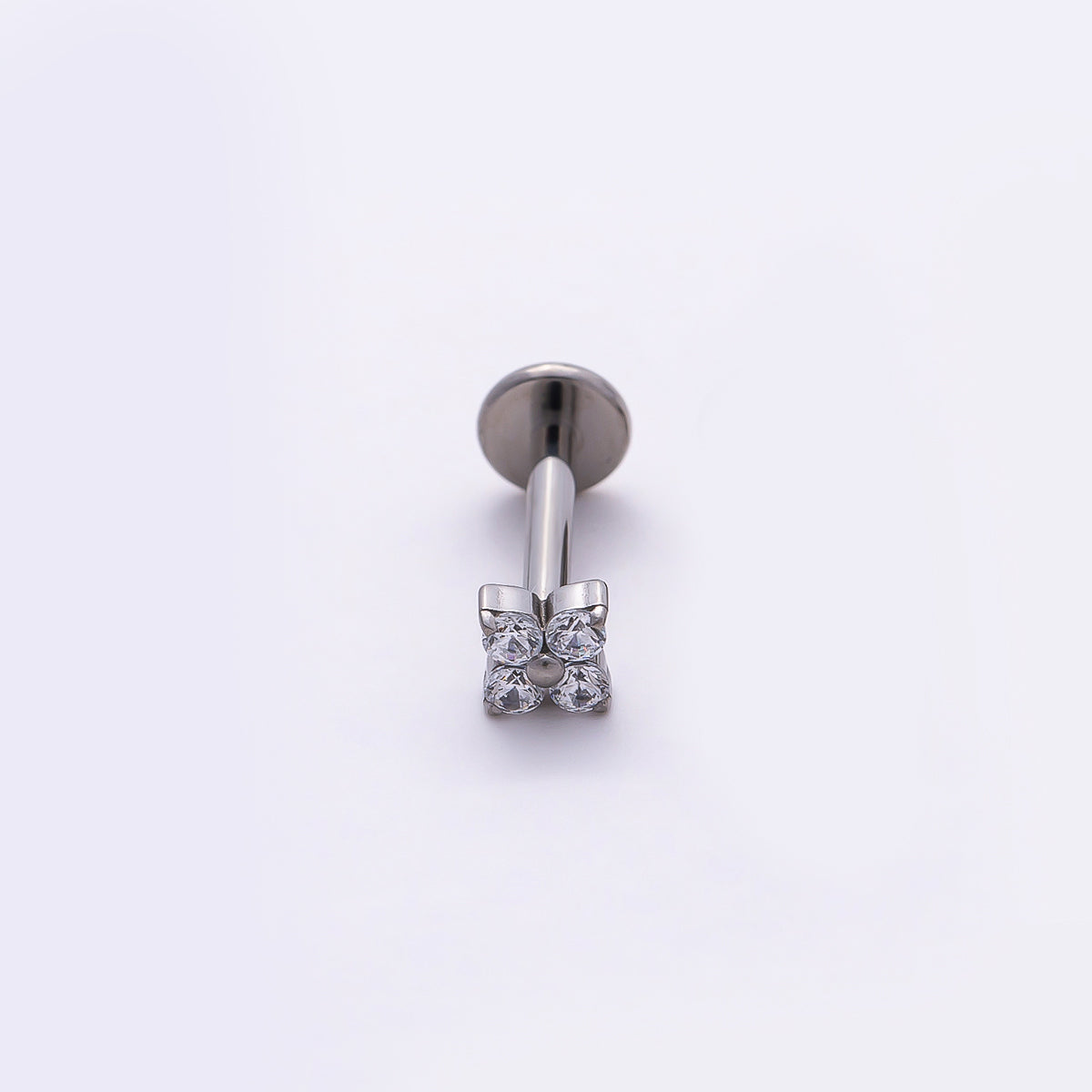 Stainless Steel 3mm Clear CZ Flower Single Cartilage Piercing Flat Back Stud | Findings-00224 Findings-00225