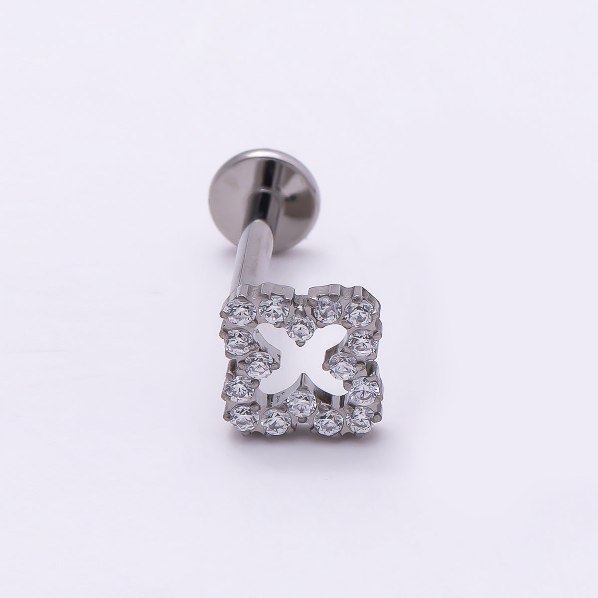 24K Gold Filled 7mm Micro Paved CZ Open Flower Cartilage Piercing Flat Back Stud in Gold & Silver | Findings-00252 Findings-00253
