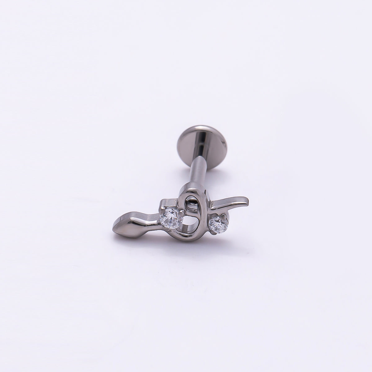 24K Gold Filled 5mm CZ Snake Cartilage Piercing Flat Back Stud in Gold & Silver | Findings-00266 Findings-00267