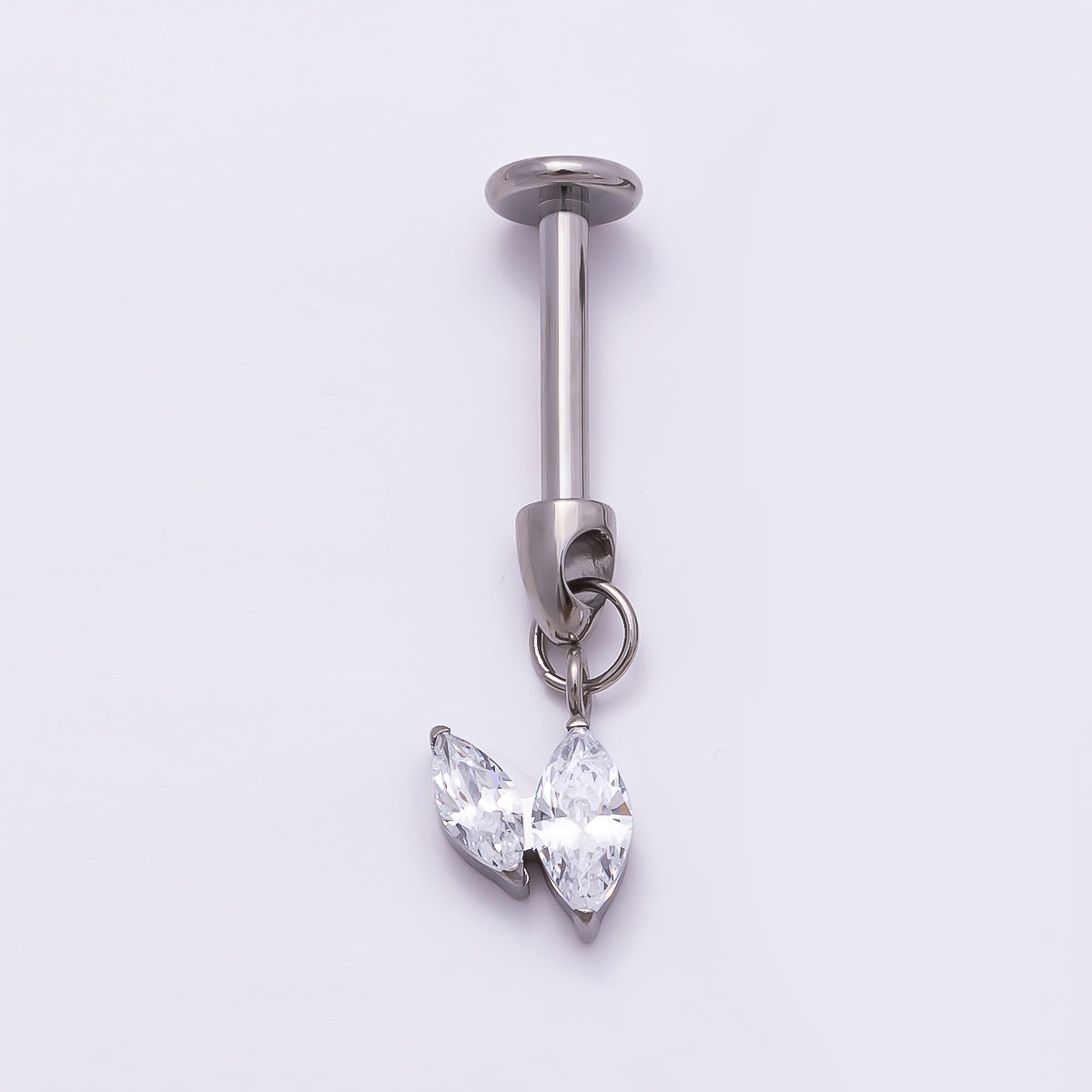 24K Gold Filled Marquise CZ Drop Cartilage Piercing Flat Back Stud in Gold & Silver | Findings-00273 Findings-00274