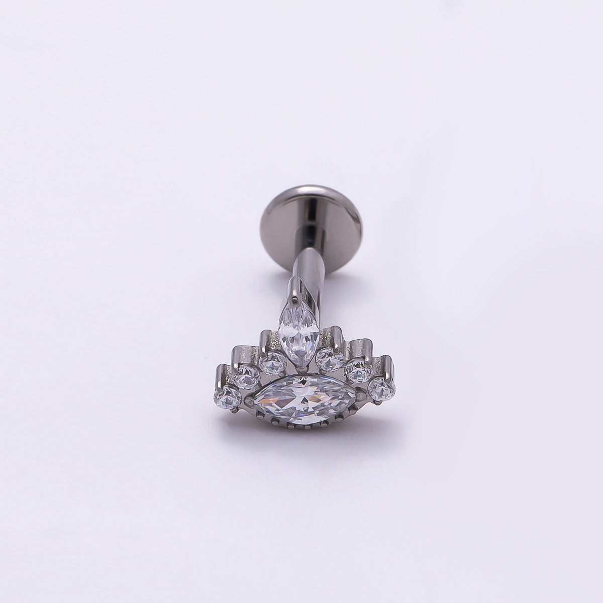 24K Gold Filled Marquise CZ Cartilage Piercing Flat Back Stud in Gold & Silver | Findings-00279 Findings-00280