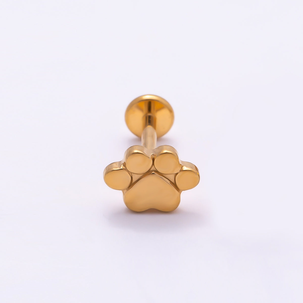 Titanium 8mm Paw Print Minimalist Cartilage Piercing Flat Back Stud in Gold & Silver | Findings-00285 Findings-00286