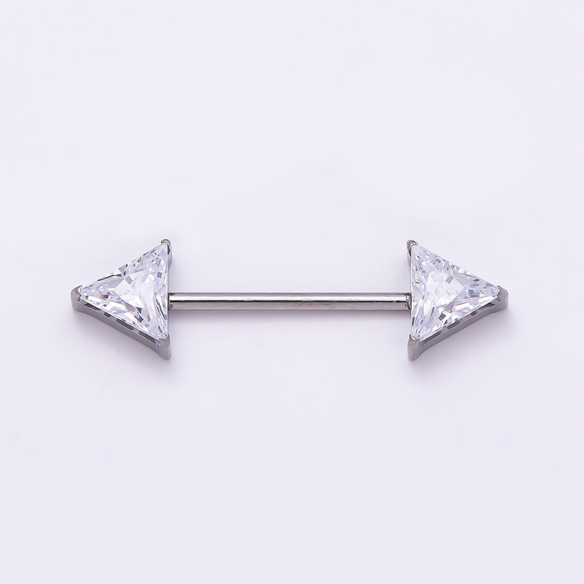 Titanium Clear CZ Triangle Nipple Barbell Piercing Body Jewelry in Gold & Silver | Findings-00289 Findings-00290