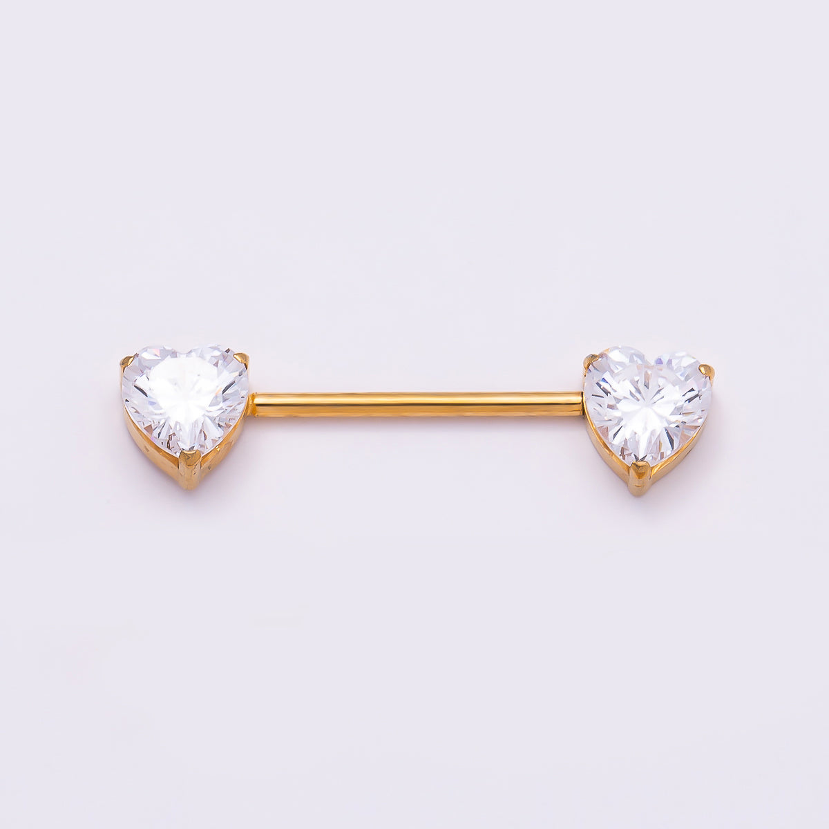 Titanium Clear CZ Heart Nipple Barbell Piercing Body Jewelry in Gold & Silver | Findings-00291 Findings-00292