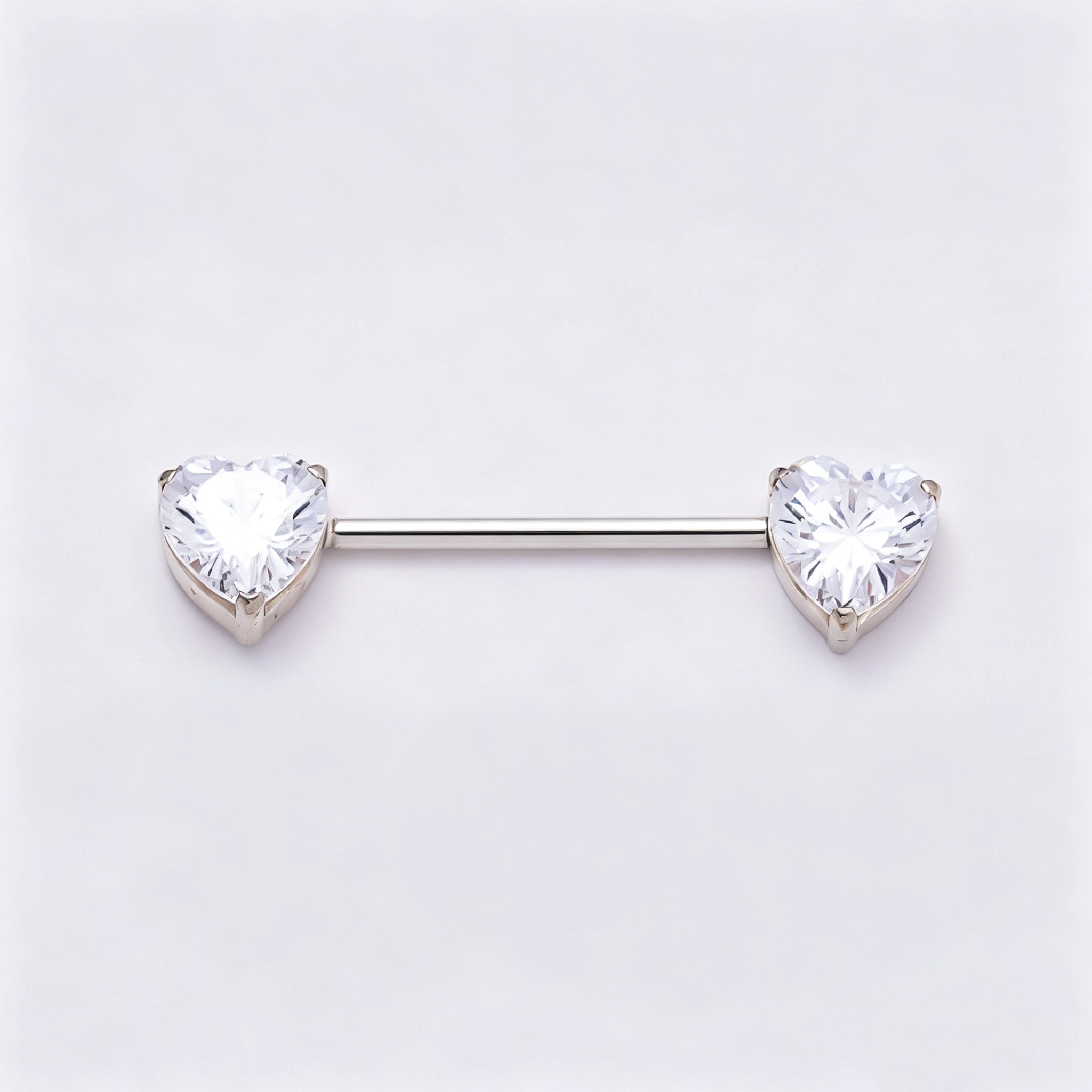 Titanium Clear CZ Heart Nipple Barbell Piercing Body Jewelry in Gold & Silver | Findings-00291 Findings-00292