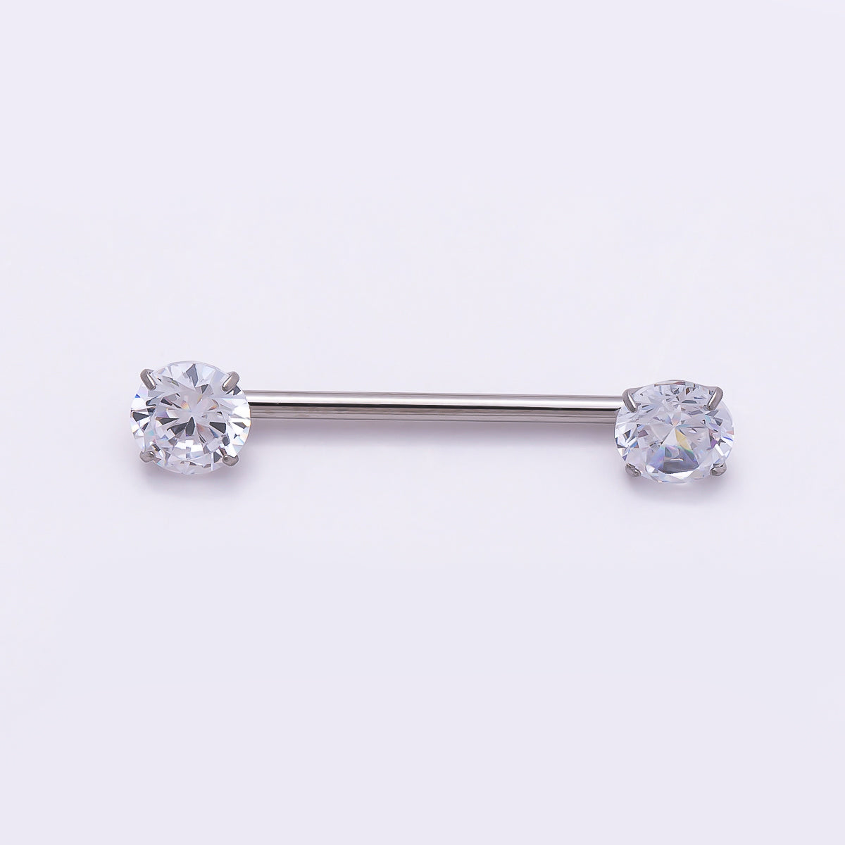 Titanium Clear CZ Round Nipple Barbell Piercing Body Jewelry in Gold & Silver | Findings-00299 Findings-00300