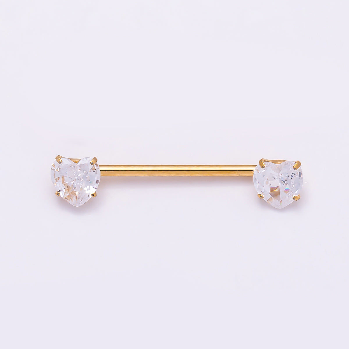Titanium Clear CZ Heart Nipple Barbell Piercing Body Jewelry in Gold & Silver | Findings-00301 Findings-00302
