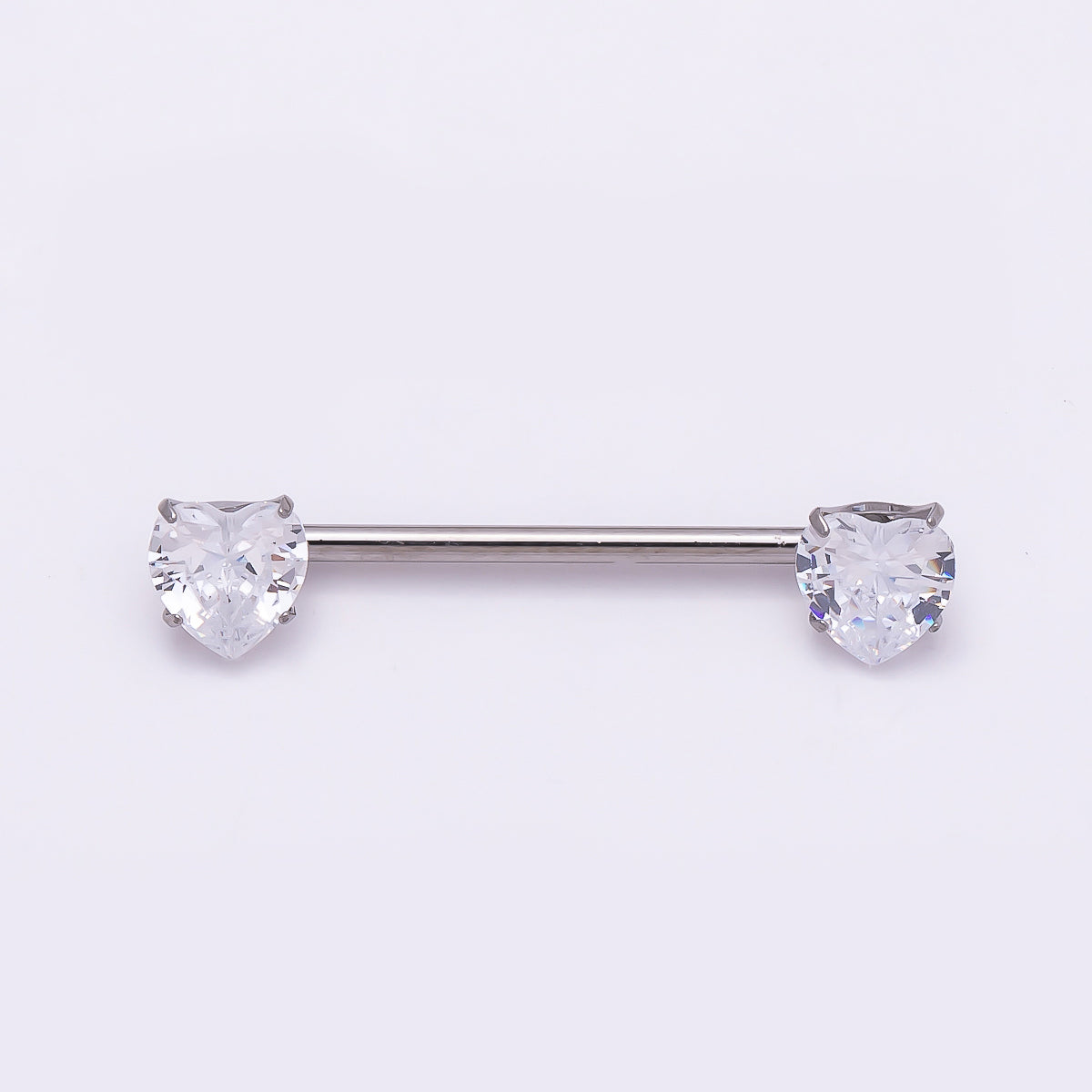 Titanium Clear CZ Heart Nipple Barbell Piercing Body Jewelry in Gold & Silver | Findings-00301 Findings-00302