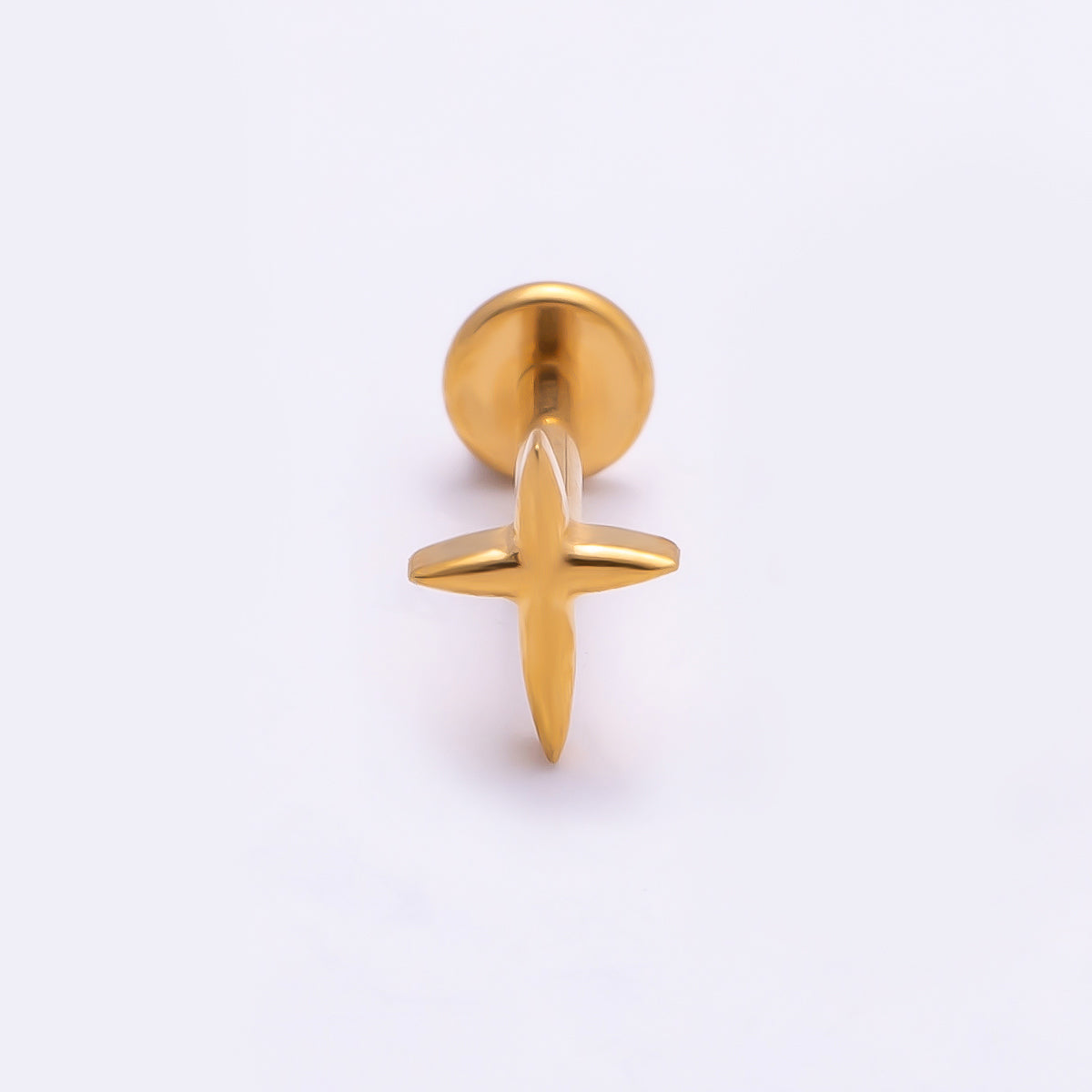 Titanium 6mm North Star Cartilage Piercing Flat Back Stud in Gold & Silver | Findings-00317 Findings-00318