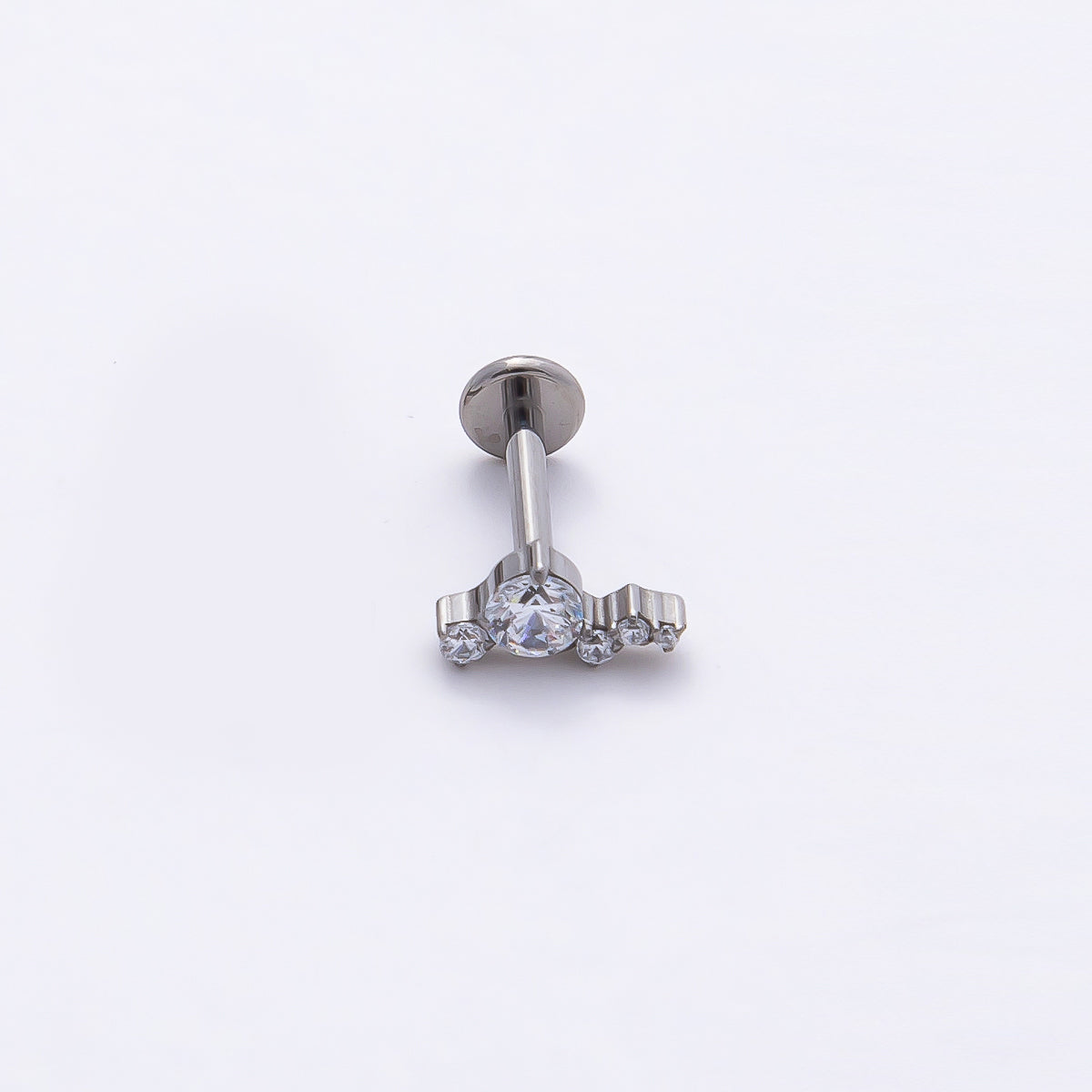 Titanium 4mm Clear CZ Cluster Cartilage Piercing Flat Back Stud in Gold & Silver | Findings-00375 Findings-00376