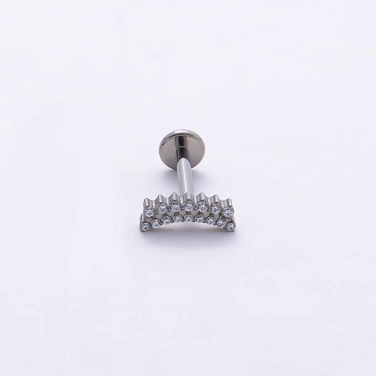 Titanium 3.5mm Clear CZ Double Curved Cartilage Piercing Flat Back Stud in Gold & Silver | Findings-00379 Findings-00380