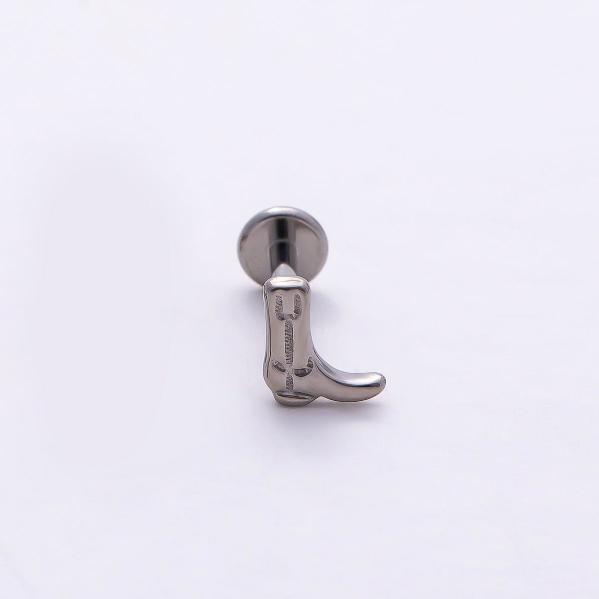 Titanium 6mm Cowboy Boot Cartilage Piercing Flat Back Stud in Gold & Silver | Findings-00387