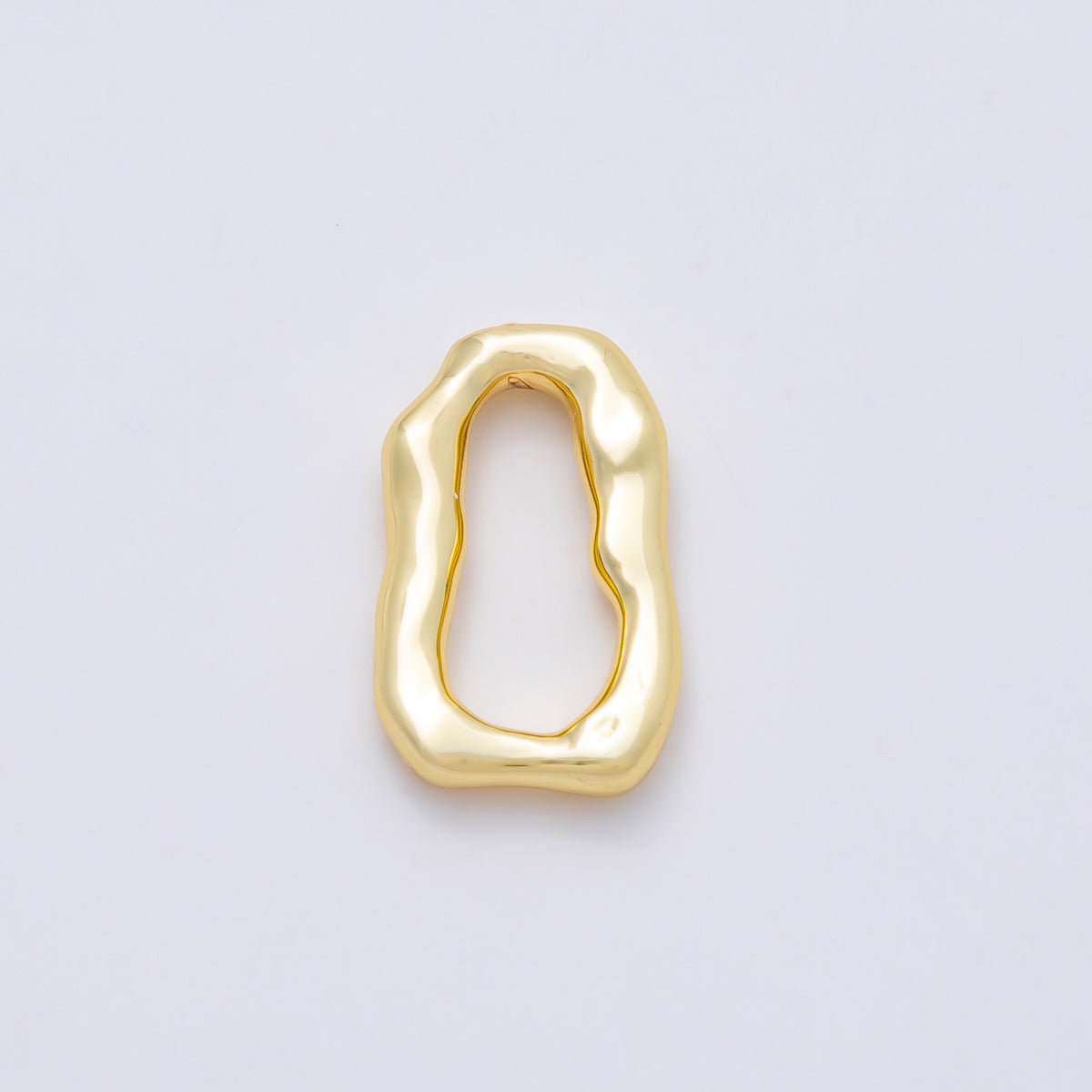 16K Gold Filled 16mm Geometric Molten Rectangle Charm Link | Findings-00408