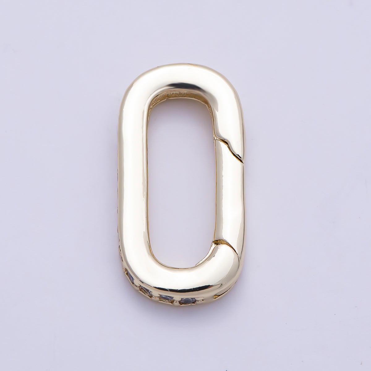 16K Gold Filled 20mm Micro Paved CZ Oblong Push Gate Enhancer Findings in Gold & Silver | Findings-00426 Findings-00427