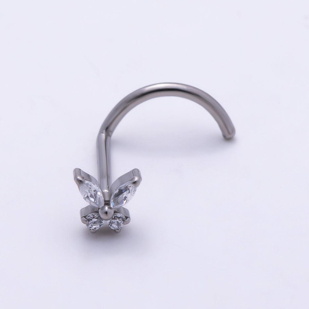 Titanium 3.5mm Butterfly CZ Cartilage Nose Single Piercing Stud in Gold & Silver | Findings-00442 Findings-00443