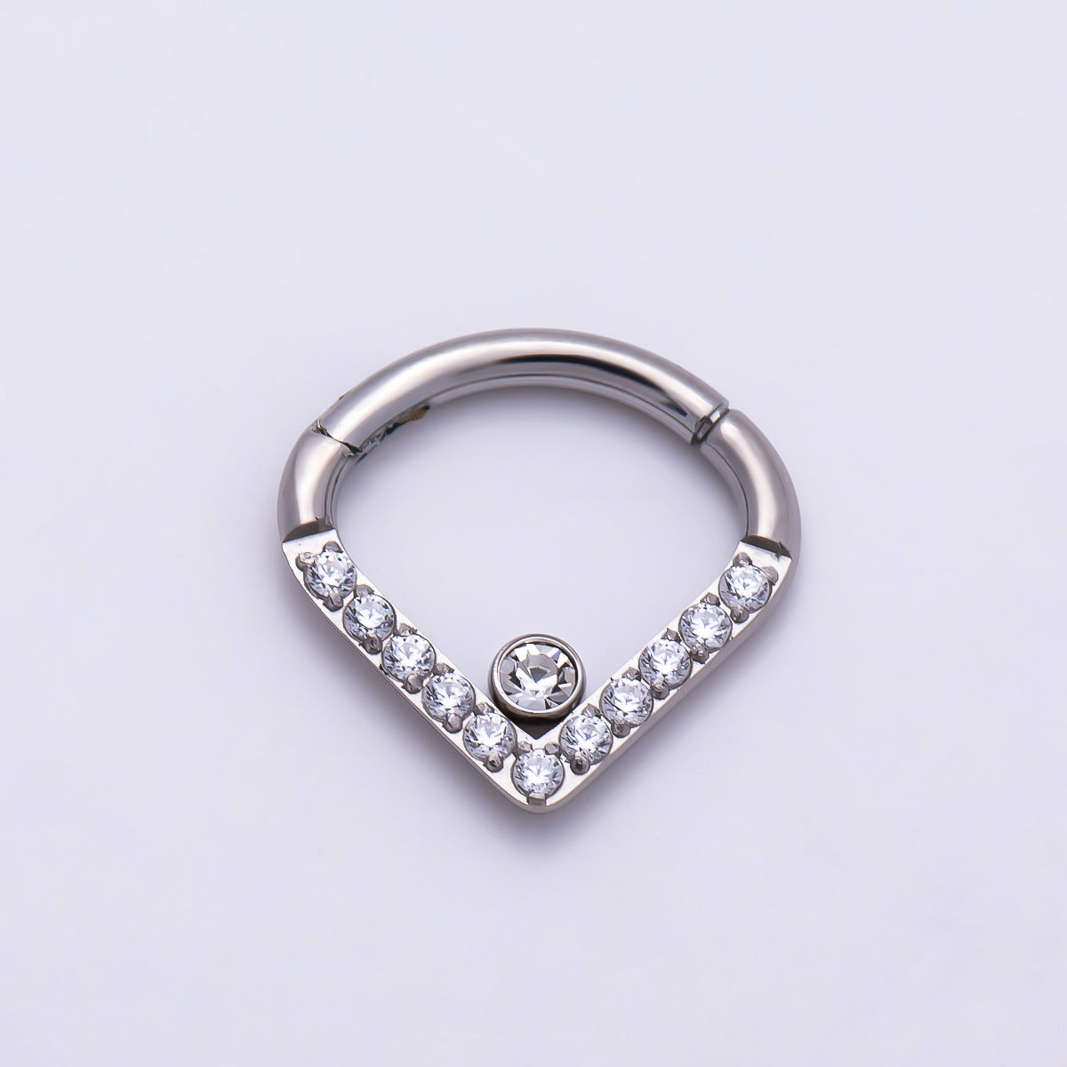 Titanium 10.5mm Micro Paved CZ Single Septum Cartilage Piercing Clicker in Gold & Silver | Findings-00466 Findings-00467