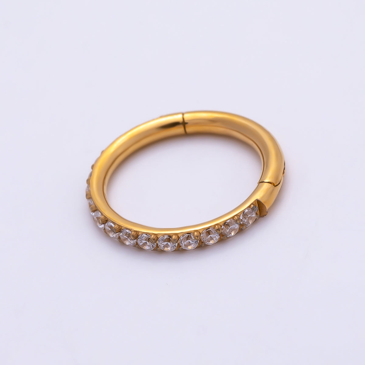 Titanium 10mm Micro Paved CZ Universal Cartilage Piercing Clicker | Findings-00468