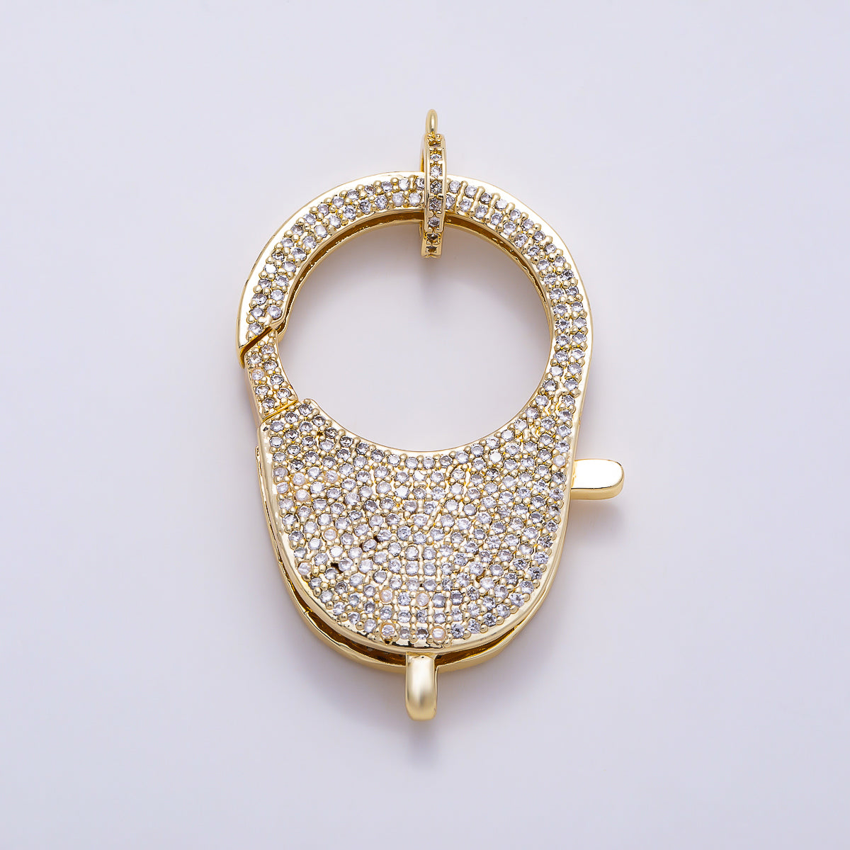 16K Gold Filled 40mm Micro Paved CZ Large Lobster Clasp Enhancer Closure Findings | Findings-00480