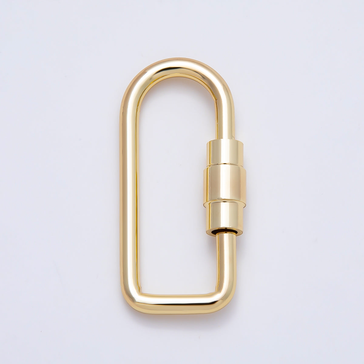 16K Gold Filled 40mm Minimalist Oblong Carabiner Enhancer Bag Charm Keychain | Findings-00484