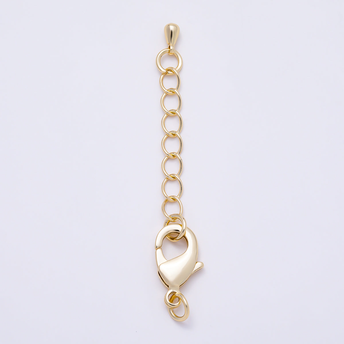 16K Gold Filled 15mm Minimalist Lobster Claw Clasps 2 Inch Teardrop Chain Extender | Findings-00495
