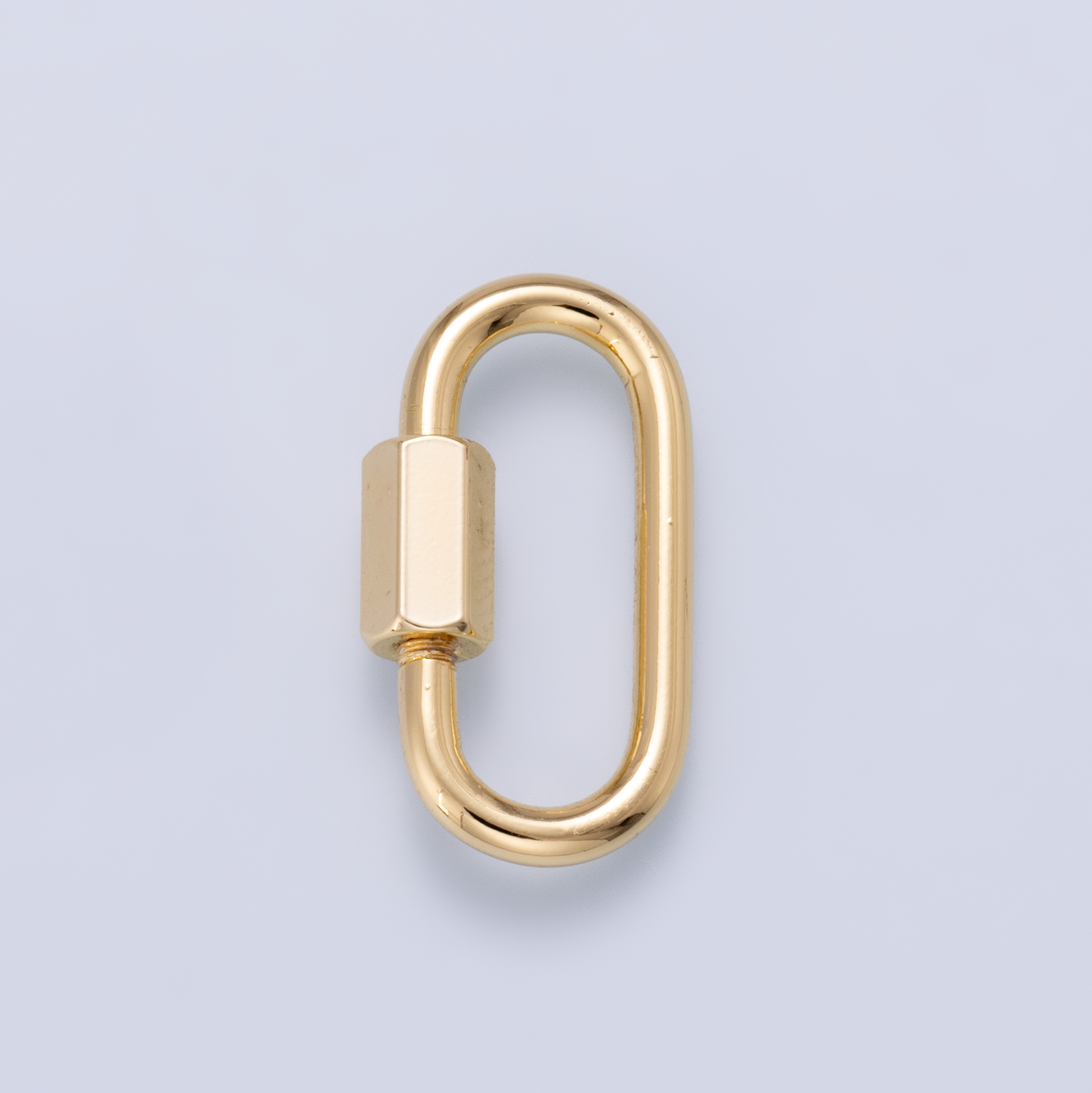 16K Gold Filled 21mm Minimalist Oval Oblong Screw Lock Carabiner | Findings-00499