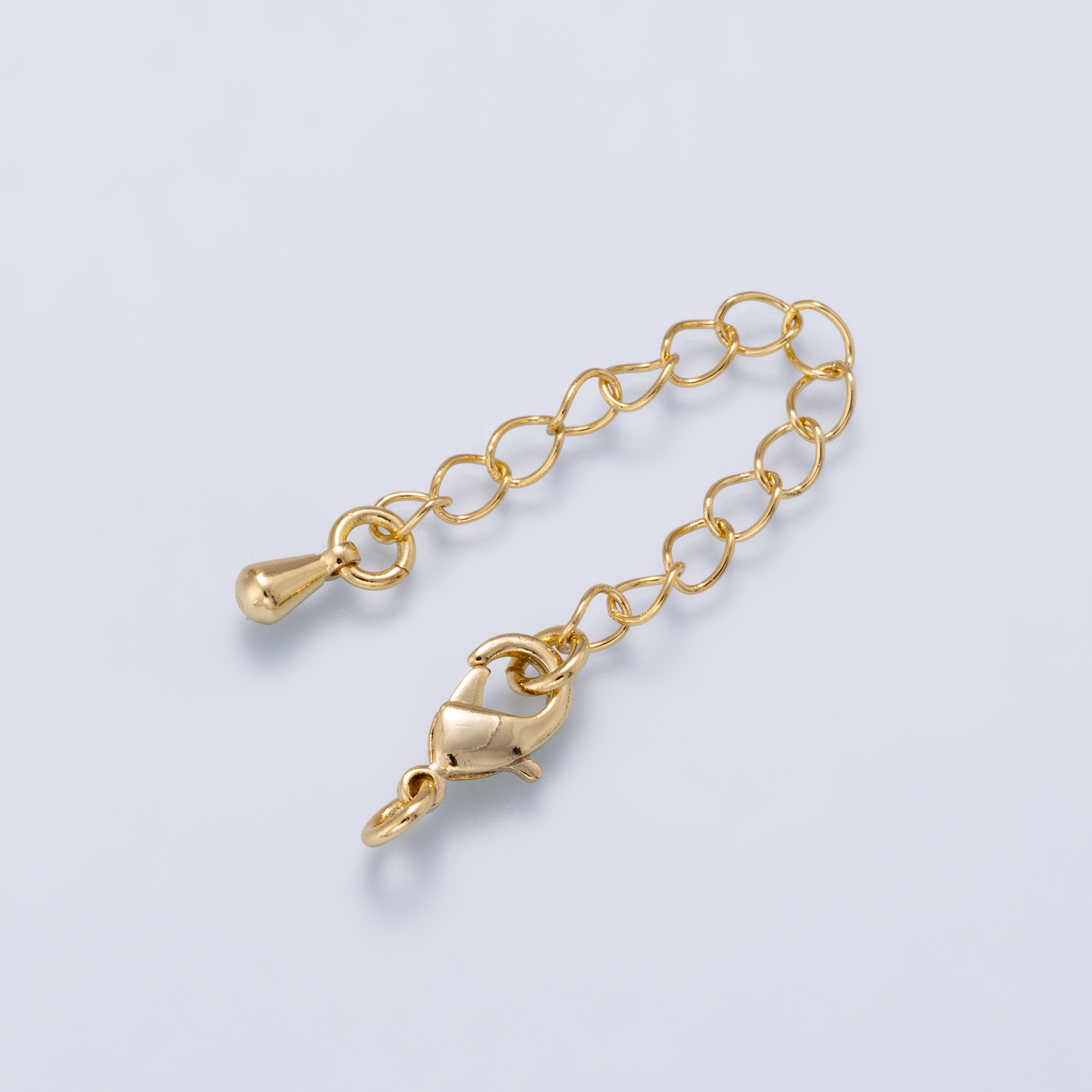 16K Gold Filled 9mm Minimalist Lobster Claw Clasps 2.65 Inch Teardrop Chain Extender | Findings-00500